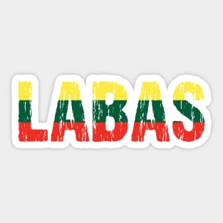 Labas Lithuanian Hello Funny Lietuva Language Flag Sticker